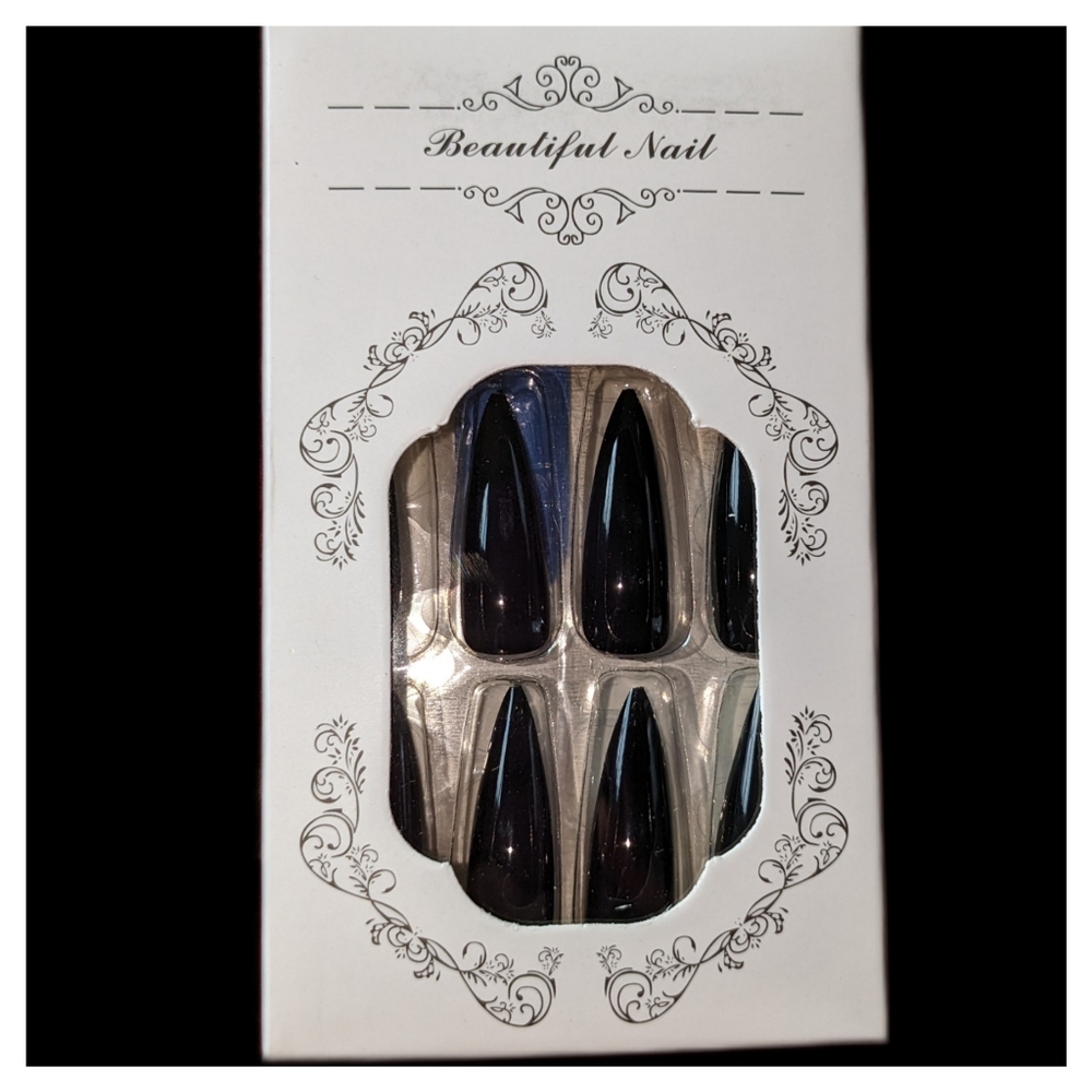 Black Stiletto Fake Nails